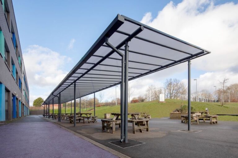 telford park school straight roof canopy