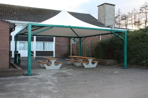 Fabric tepee shelter we installed at Darland High School