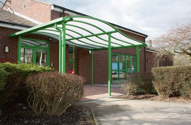 Entrance canopy we fitted at Loughborough Primary School