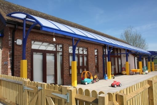 Cantilever shelter we installed at Corvedale School