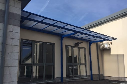 Cantilever shelter we designed for Bodnant School