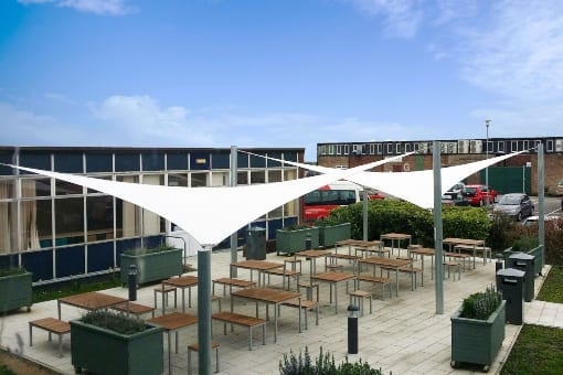 Sail Shade we designed for Coleg Gwent