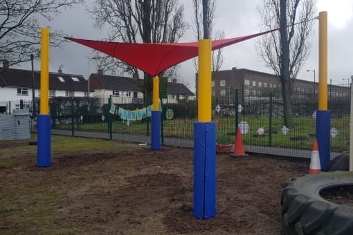 Shade sail we designed for Thomas Willingale School