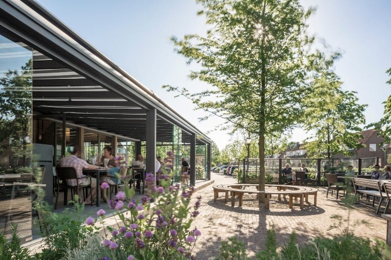 Covered seating area canopy we fitted at a garden centre