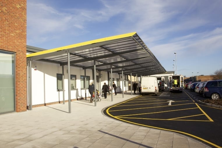 Straight roof shelter we designed for Ashmount School