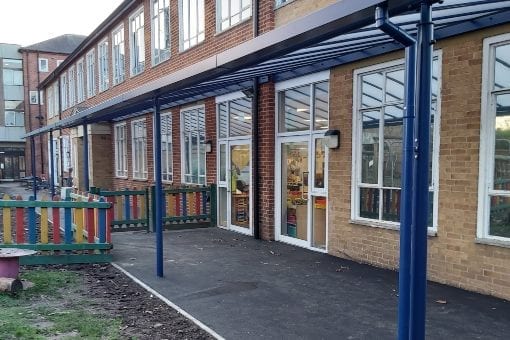 Straight roof shelter we made for Holy Trinity School