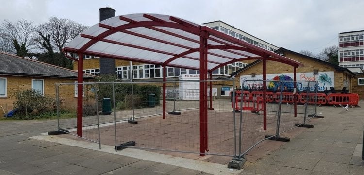 Dining Area Canopy at West Hatch High School in Essex | A&S Landscape