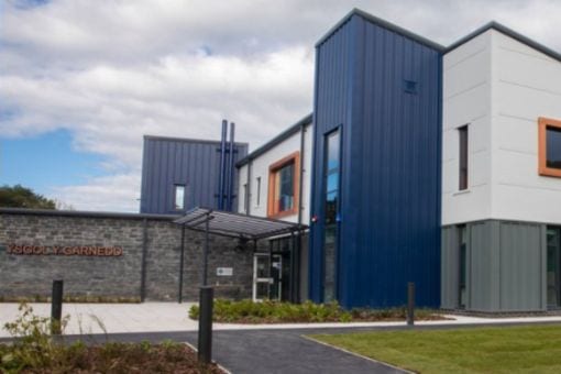 Entrance canopy we designed for Ysgol Y Garnedd