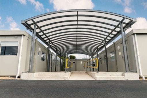 Walkway canopy at Wareham Recycling Centre