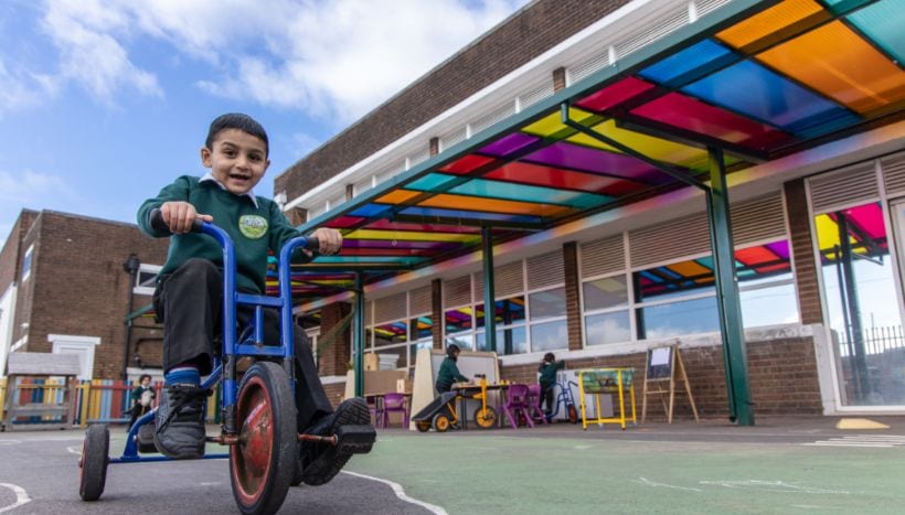 Playground shelter we installed at Zaytouna Primary School