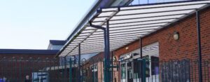 straight roof canopy riverside school